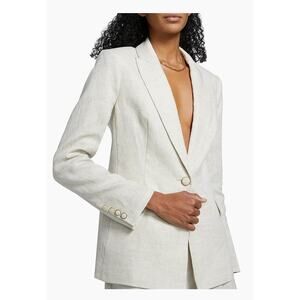 Milly Alexa Linen 1 Button Blazer in Natural 2